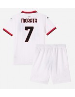 AC Milan Alvaro Morata #7 Bortedraktsett Barn 2024-25 Korte ermer (+ bukser)